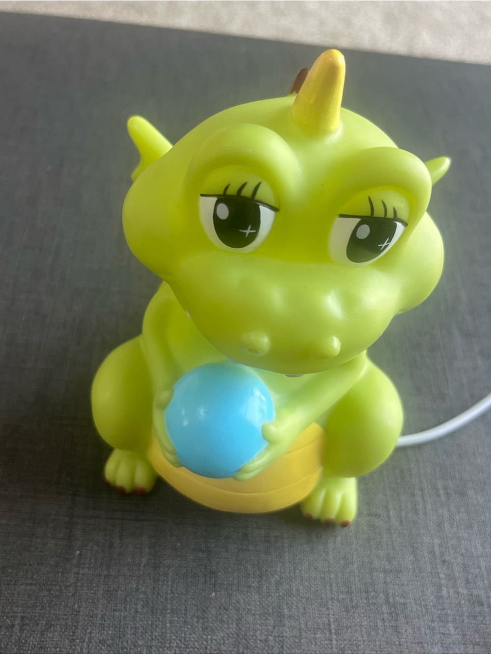 Green Dragon Night light for child room with Blue Ball